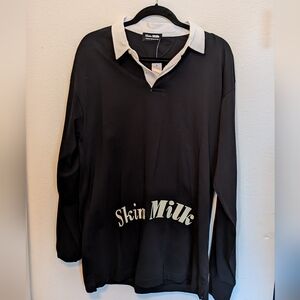 Skim Milk Rugby Shirt Black And White NWT